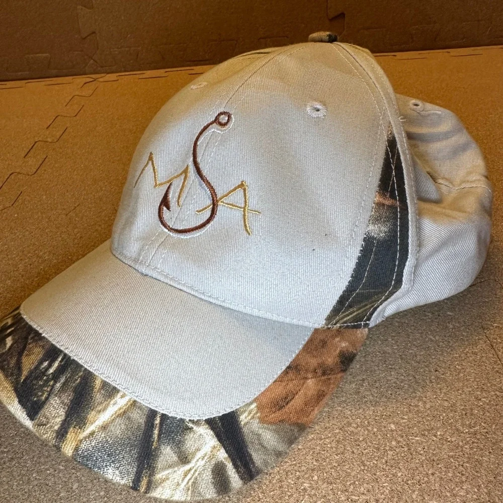Legend Muskegon Sportfishing Association Hat Mens OSFA Tan Camo Fishing Cap USA - Picture 2 of 6